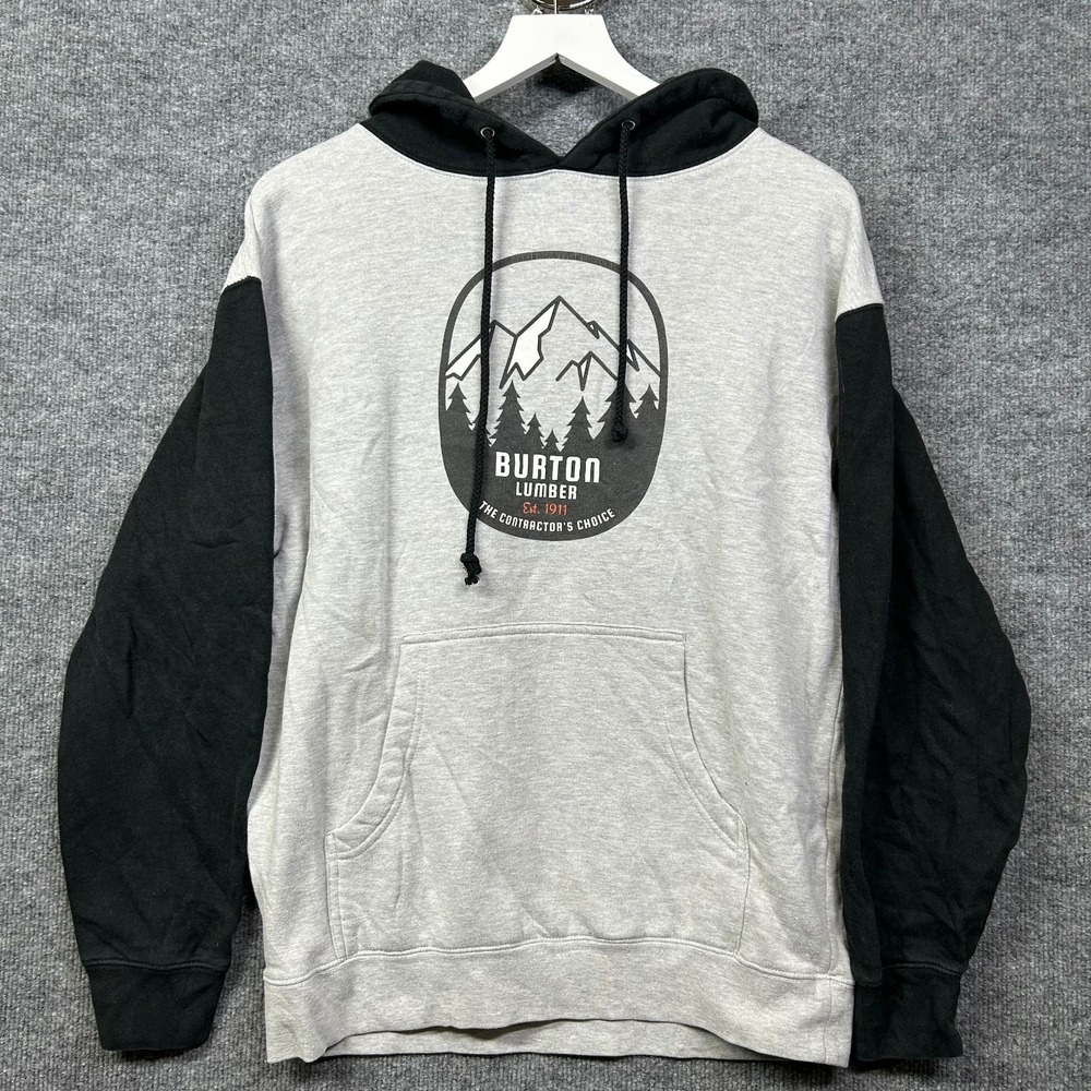 Independent Burton Lumber Hoodie Men's Gray Black Drawstring Pullover Sports